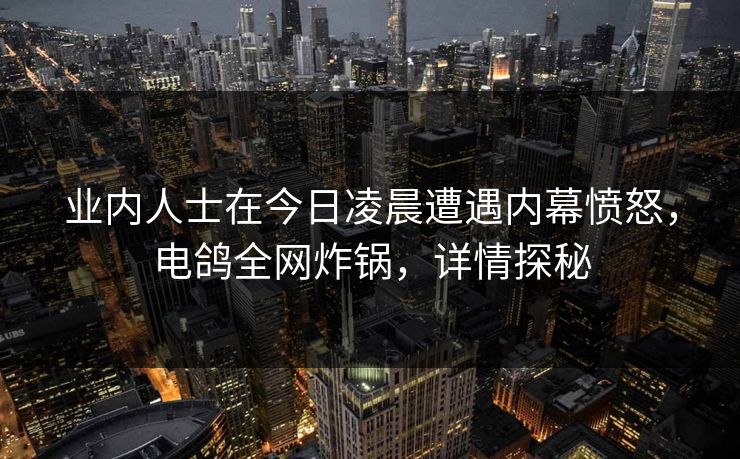 业内人士在今日凌晨遭遇内幕愤怒，电鸽全网炸锅，详情探秘