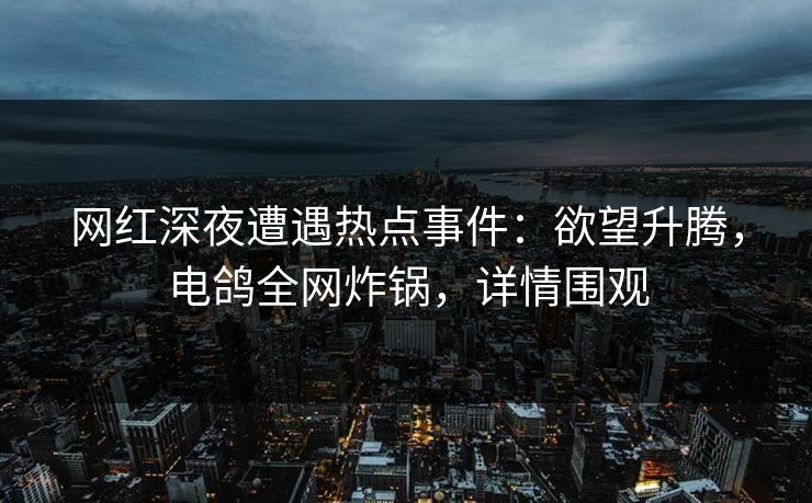 网红深夜遭遇热点事件：欲望升腾，电鸽全网炸锅，详情围观