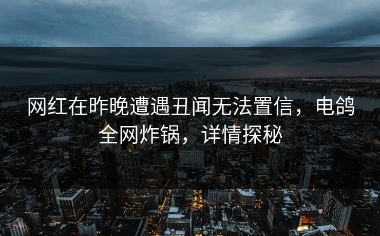 网红在昨晚遭遇丑闻无法置信,电鸽全网炸锅,详情探秘