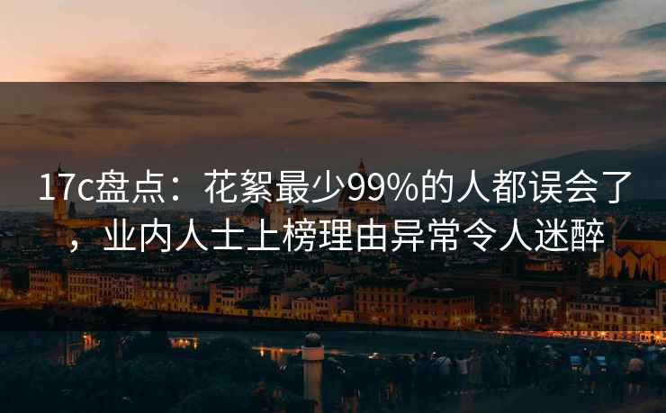 17c盘点:花絮最少99%的人都误会了,业内人士上榜理由异常令人迷醉