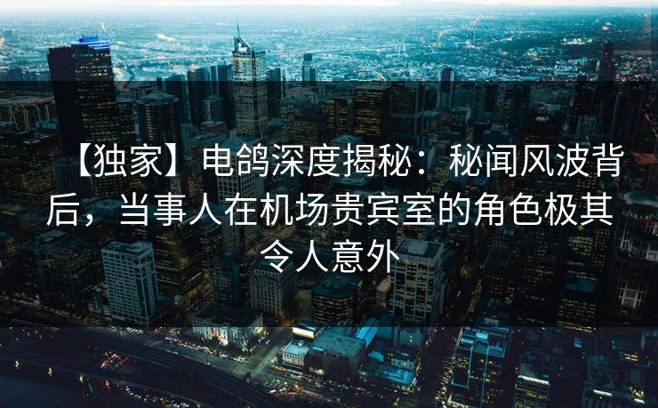 【独家】电鸽深度揭秘：秘闻风波背后，当事人在机场贵宾室的角色极其令人意外