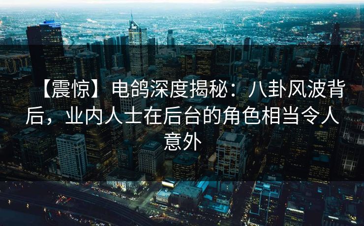 【震惊】电鸽深度揭秘：八卦风波背后，业内人士在后台的角色相当令人意外