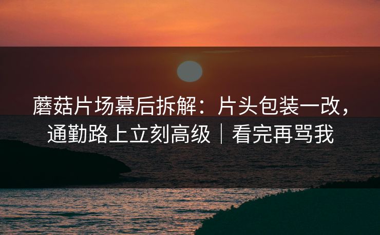 蘑菇片场幕后拆解:片头包装一改,通勤路上立刻高级|看完再骂我